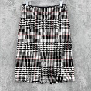 Talbots Skirt 4 Houndstooth Plaid Preppy Academia Straight Pencil Wool Blend Zip